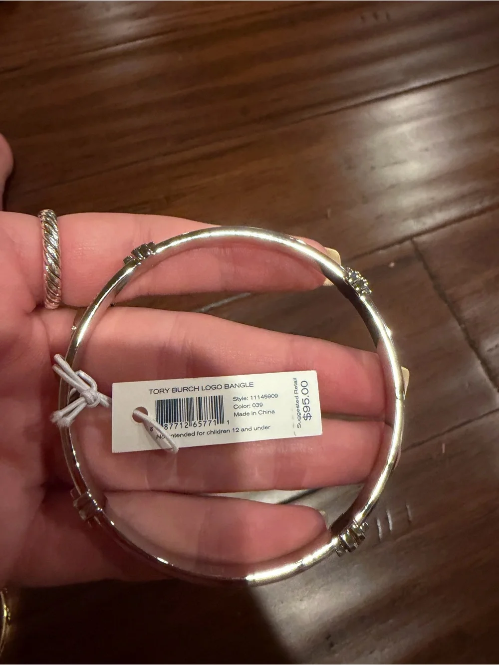 Tory Burch Silver Logo Cuff Bracelet